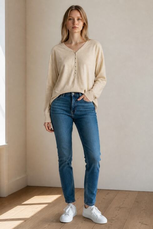 Abercrombie & Fitch Sweaters - NWT Abercrombie & Fitch Soft AF Cozy Tan Knit Henley Pullover Sweater Size Large